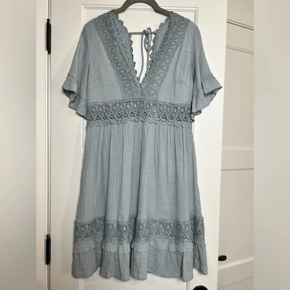 Wishlist Apparel Gray Boho Dress (Medium)